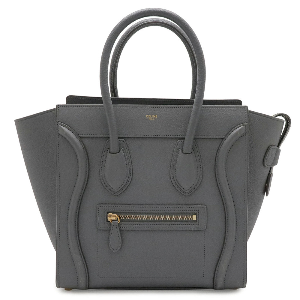 Celine Luggage Tote Shopper Tote Bag Handbag Leather Gray